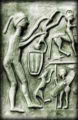 Iron Age depiction of a priestess sacrificing a child